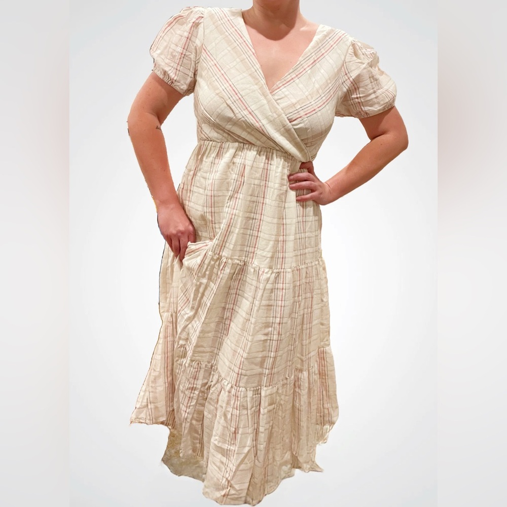 NWOT JesssKae Destination Dress in Cream Plaid, Medium